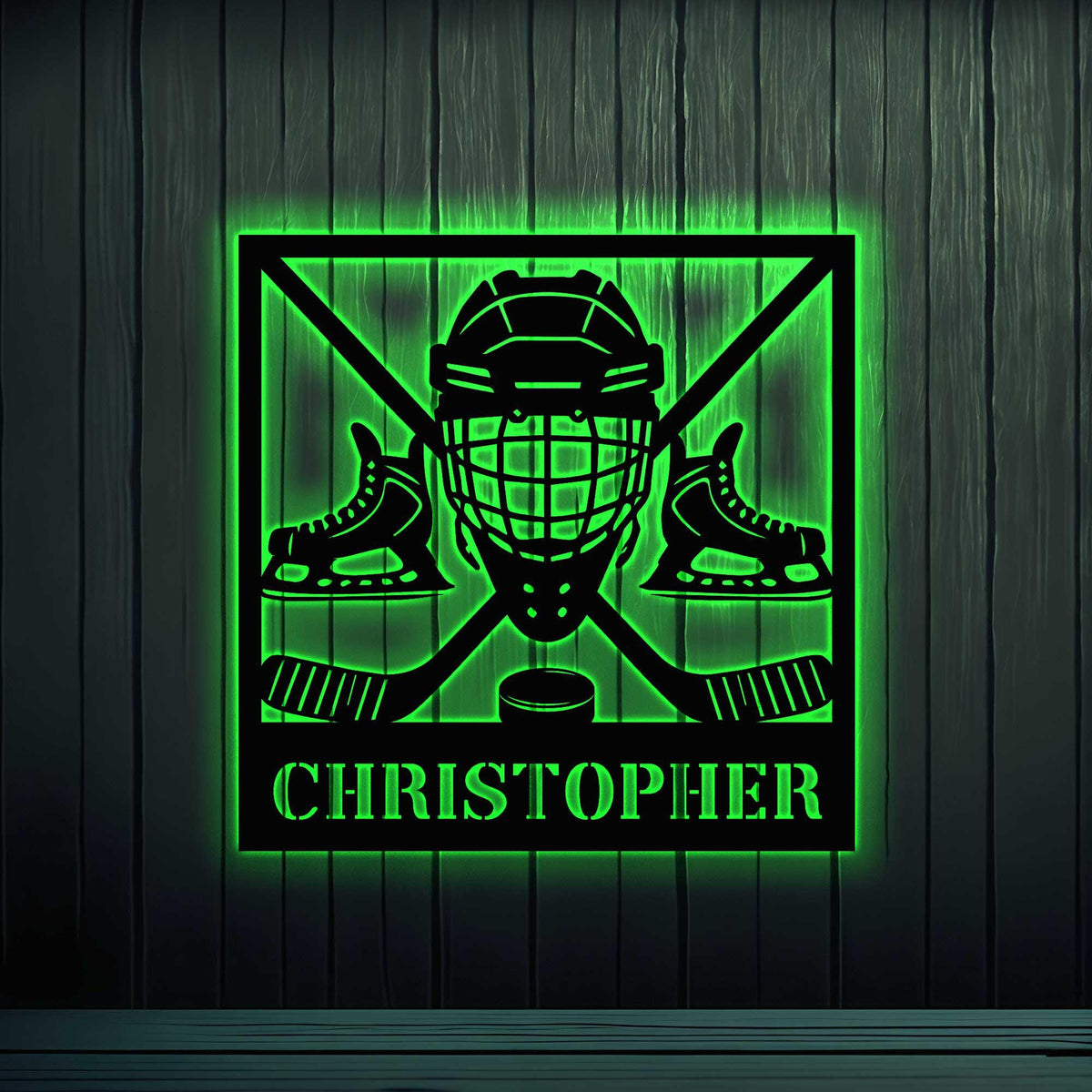 Personalized Hockey Metal Sign With Led Light Hockey Stick Metal Wall Art Hockey Player Name Sign Bedroom Decor Gift For Hockey Player