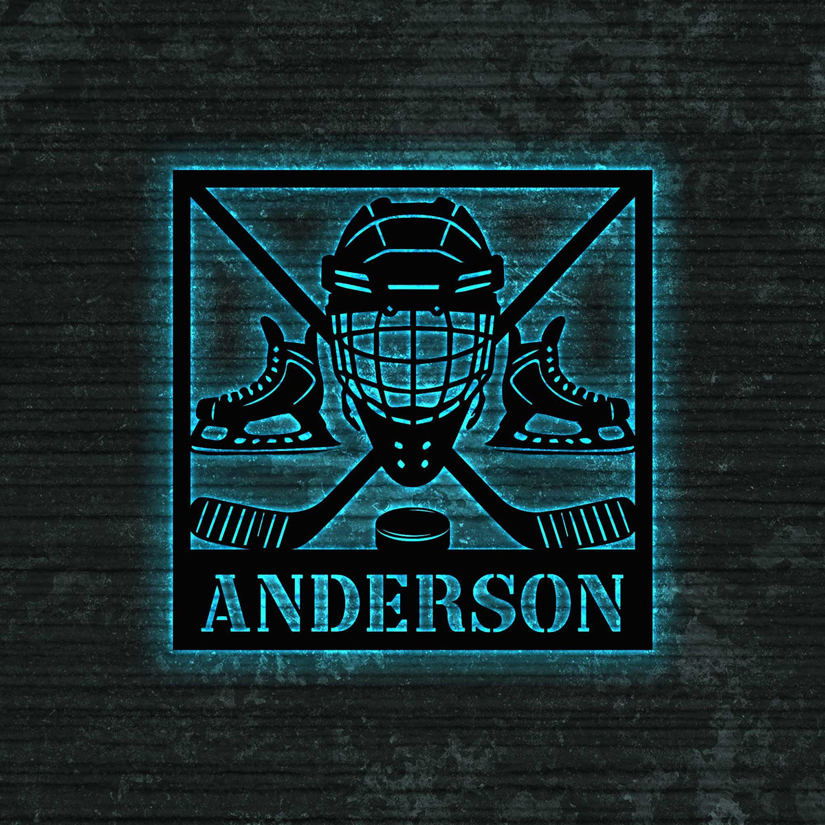 Personalized Hockey Metal Sign With Led Light Hockey Stick Metal Wall Art Hockey Player Name Sign Bedroom Decor Gift For Hockey Player