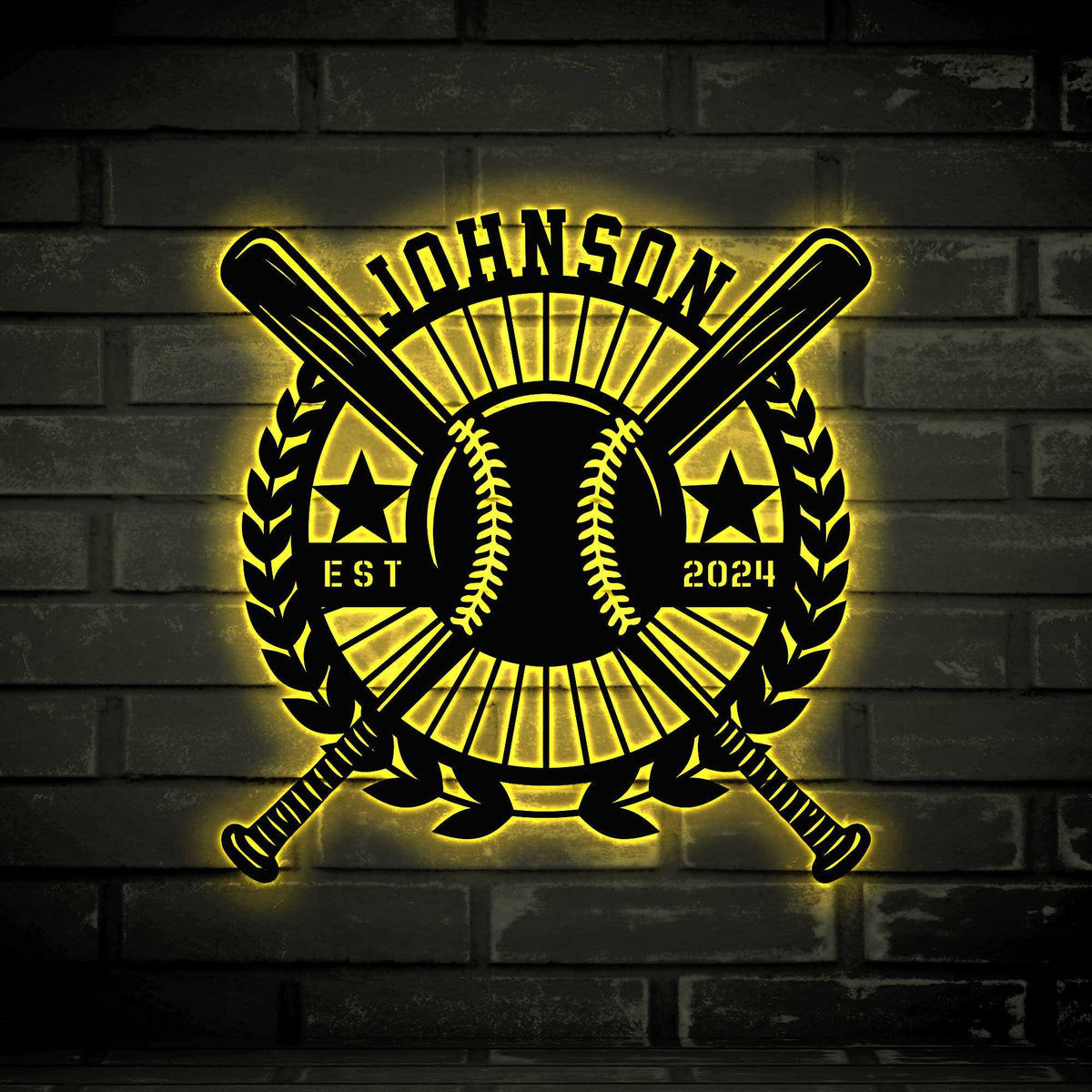Custom Baseball Metal Wall Art With Led Light Softball Metal Sign Personalized Baseball Player Name Sign Kids Room Decor Birthday Gift