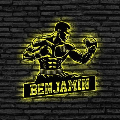 Personalized Boxing Metal Sign With Led Lights Gift For Boxer Gift For Dad Custom Boxer Name Sign Boxing Signs Boxing Gym Sign