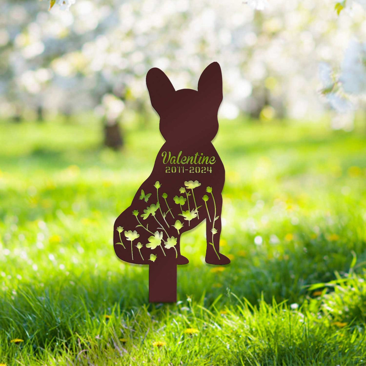 Custom Memorial French Bulldog Metal Sign Dog Memorial Stake Pet Grave Markers Pet Loss Gift Sympathy Sign Remembrance Stake
