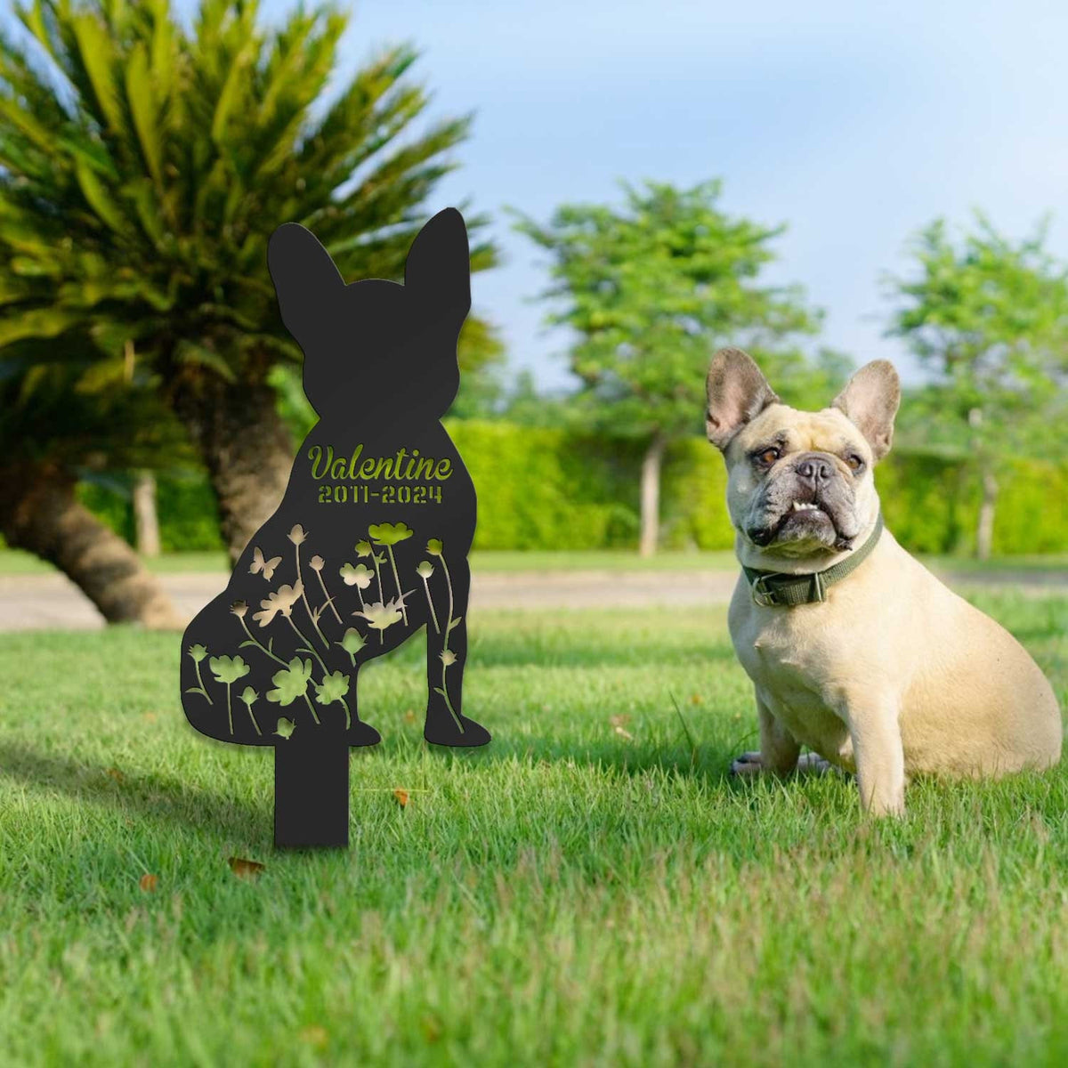 Custom Memorial French Bulldog Metal Sign Dog Memorial Stake Pet Grave Markers Pet Loss Gift Sympathy Sign Remembrance Stake