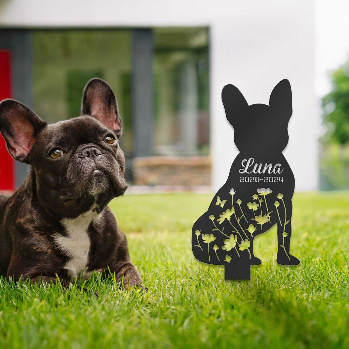 Custom Memorial French Bulldog Metal Sign Dog Memorial Stake Pet Grave Markers Pet Loss Gift Sympathy Sign Remembrance Stake