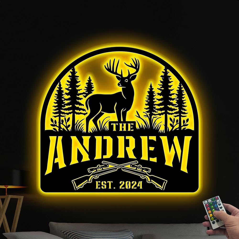 Custom Deer Hunting Metal Sign Deer Cabin Sign Personalized Hunter Name Sign Deer Cabin Decor Deer Wall Art Deer Hunter Gift