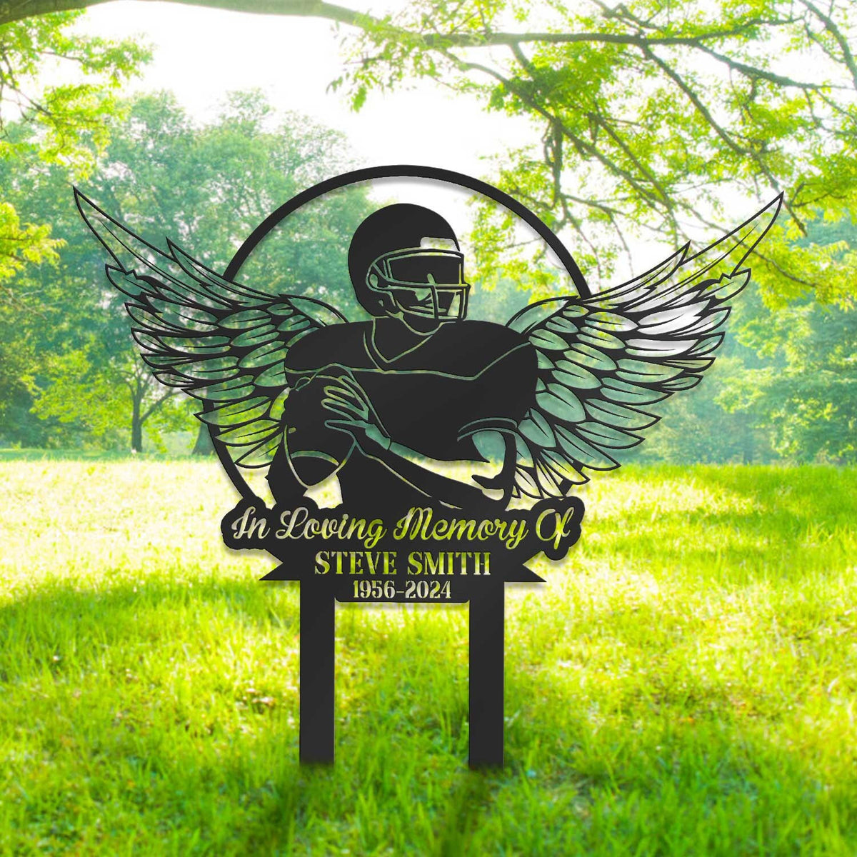 Custom American Football Memorial Plaque Metal Memorial Sign Grave Marker Football Sympathy Sign Football Lover Gift Remembrance Gift