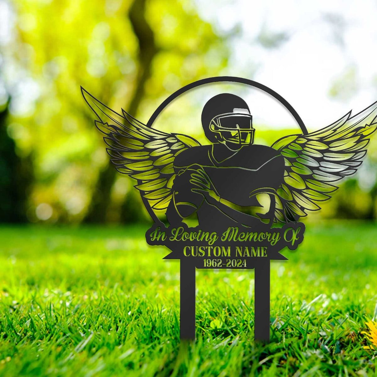 Custom American Football Memorial Plaque Metal Memorial Sign Grave Marker Football Sympathy Sign Football Lover Gift Remembrance Gift
