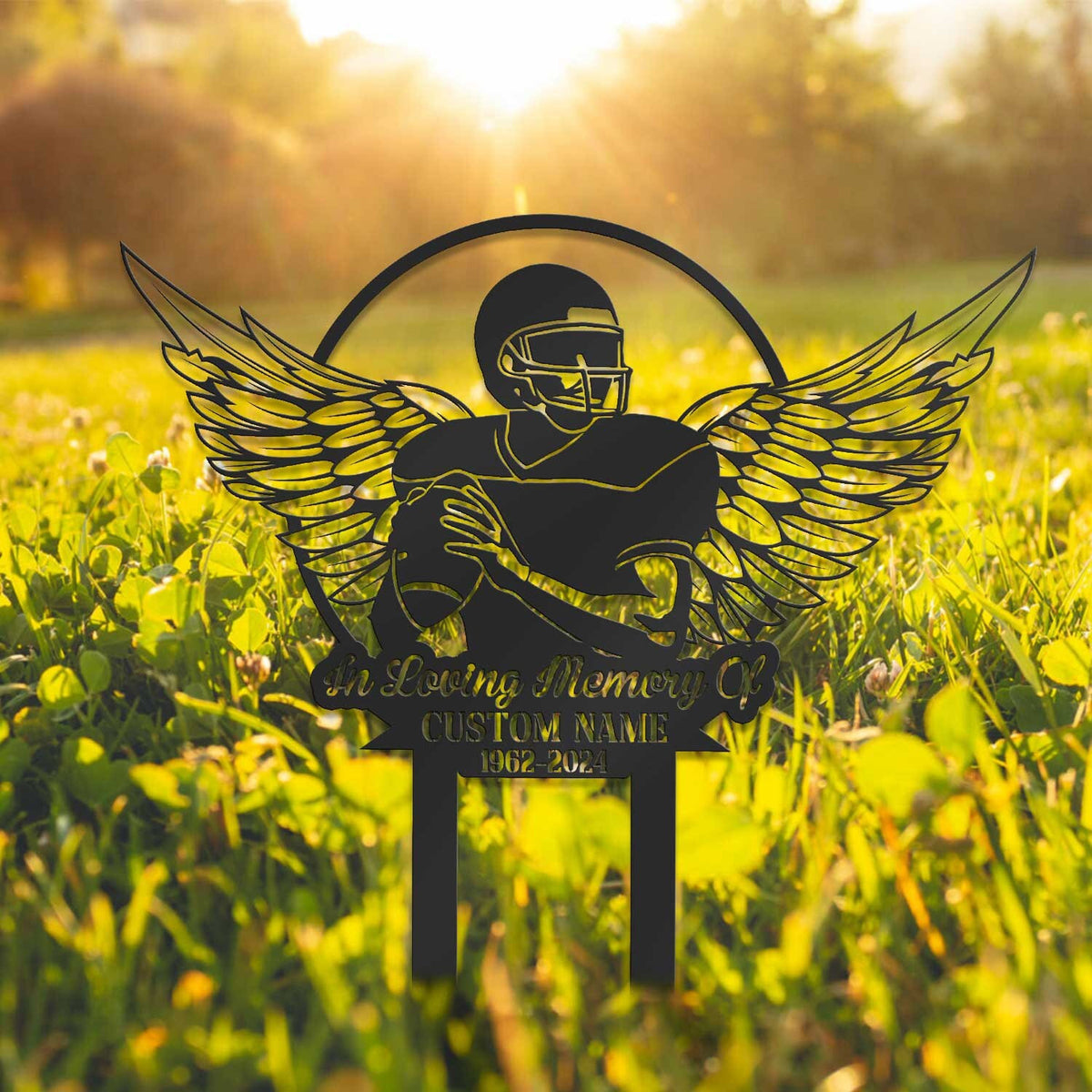 Custom American Football Memorial Plaque Metal Memorial Sign Grave Marker Football Sympathy Sign Football Lover Gift Remembrance Gift