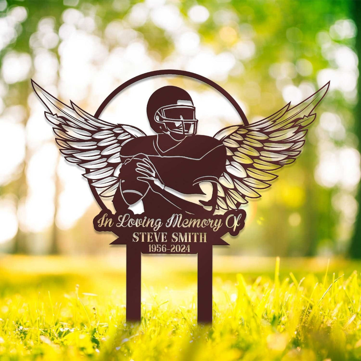 Custom American Football Memorial Plaque Metal Memorial Sign Grave Marker Football Sympathy Sign Football Lover Gift Remembrance Gift