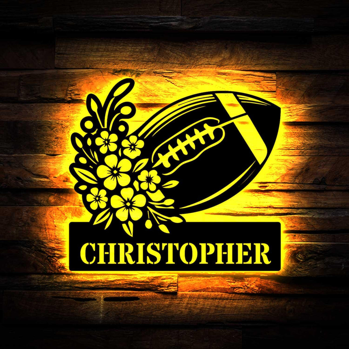 Custom Us Football Ball Metal Wall Art With Led Lights American Football Ball Sign Football Player Gift Football Gift For Him
