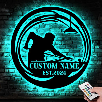 Custom Billiards Metal Sign With Led Light Custom Pool Table Sign Billiards Wall Art Game Room Sign Pool Decor Man Cave Sign