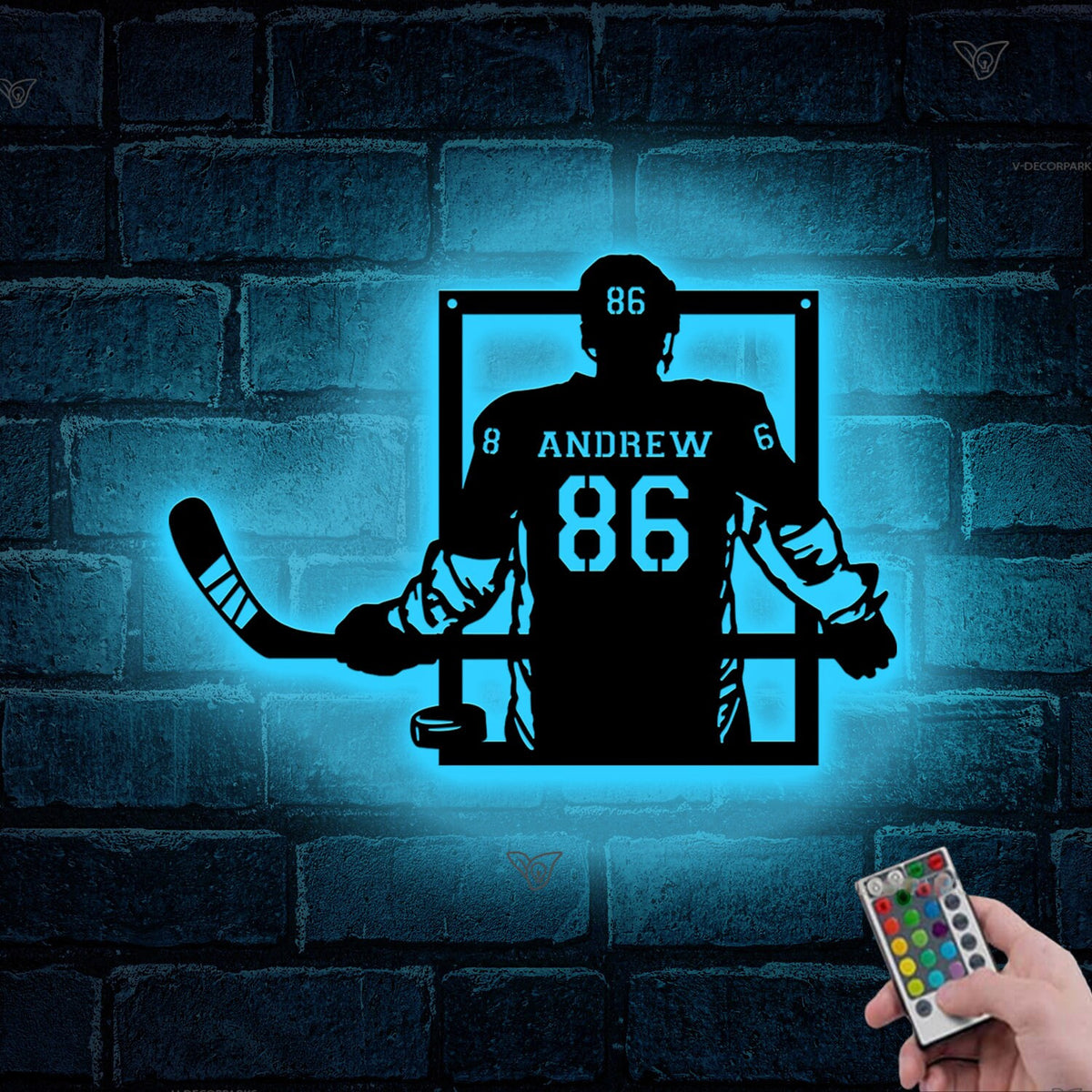 Custom Hockey Metal Sign With Led Light Hockey Wall Decor Hockey Player Gifts Personalized Hockey Name Sign Hockey Game Decor