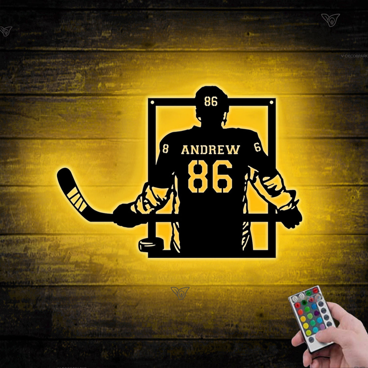 Custom Hockey Metal Sign With Led Light Hockey Wall Decor Hockey Player Gifts Personalized Hockey Name Sign Hockey Game Decor