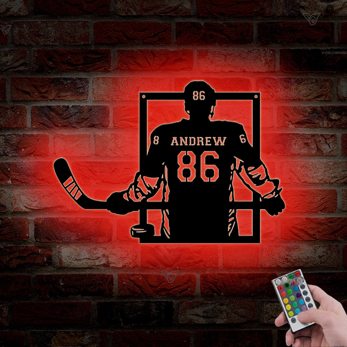 Custom Hockey Metal Sign With Led Light Hockey Wall Decor Hockey Player Gifts Personalized Hockey Name Sign Hockey Game Decor