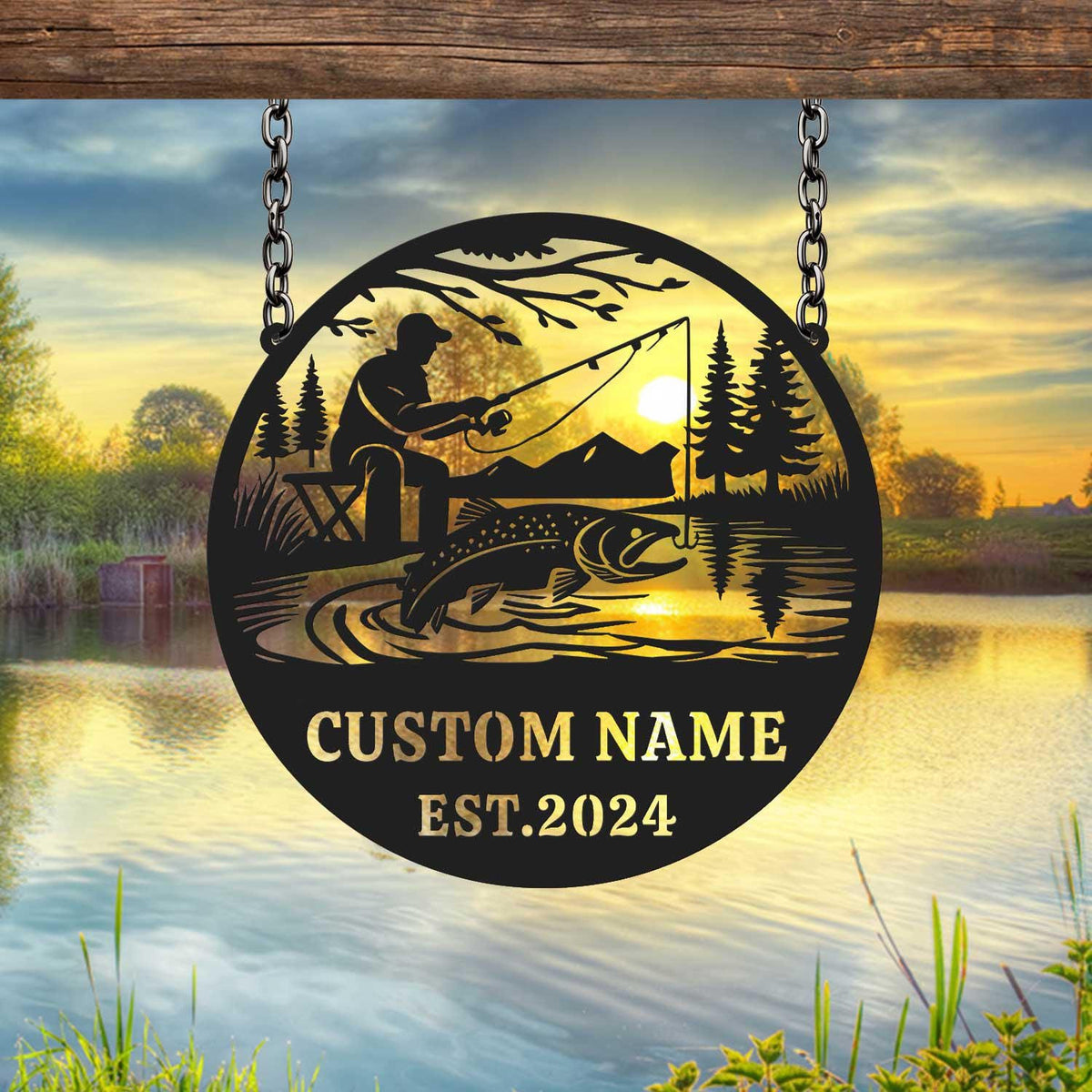 Trout Fish Hunting Sign Customized Trout Fishing Metal Wall Decor Fishing Sign Fisherman Gift Hunting Gift Gift For Dad