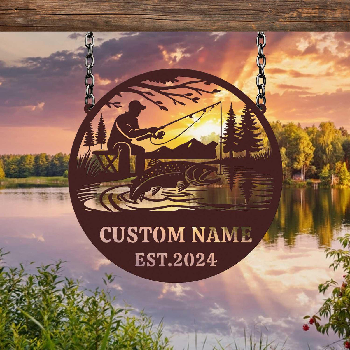 Trout Fish Hunting Sign Customized Trout Fishing Metal Wall Decor Fishing Sign Fisherman Gift Hunting Gift Gift For Dad