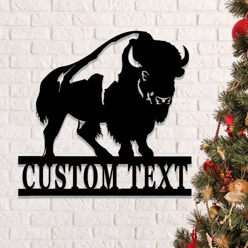 Custom Buffalo Metal Sign, Buffalo Bison Metal Wall Art, Personalized Buffalo Farm Sign, Farmhouse Ranch Barn Decor, Bison Buffalo Hunting Sign