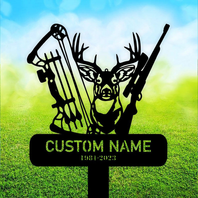 Personalized Deer Hunting Memorial Stake, Metal Stake, Sympathy Sign, Grave Marker, Remembrance Stake, Hunting Loss, Hunting & Fishing Loss