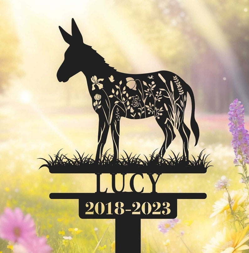 Custom Donkey Memorial Metal Stake, Donkey Loss Bereavement Stake, Pet Grave Stake, Donkey Remembrance Grave Marker, Pet Garden Decor,Donkey