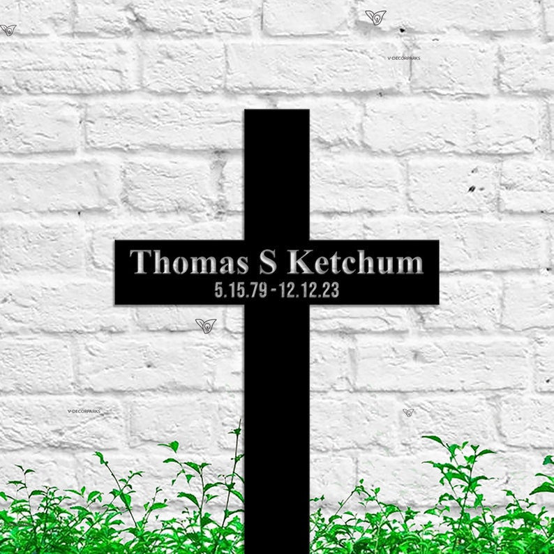 Custom Metal Cross Memorial Stake, Personalized Cross Stake, Loss Of Loved One Garden Stake, In Memory Cross, Grave Marker, Sympathy Gift