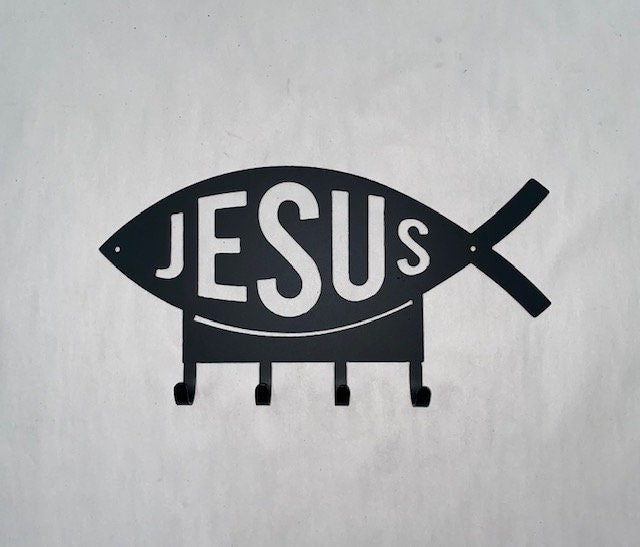 Jesus Fish Metal Key Rack Key Holder Coat Hook For Wall Key Organizer Gift Idea