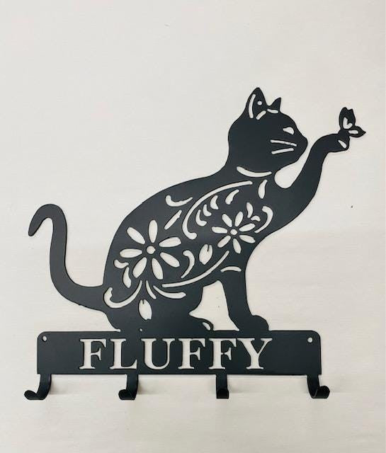 Cat Metal Hooks Personalized  Key Holder Coat Hook For Wall Key Organizer Gift Idea For Cat Lovers