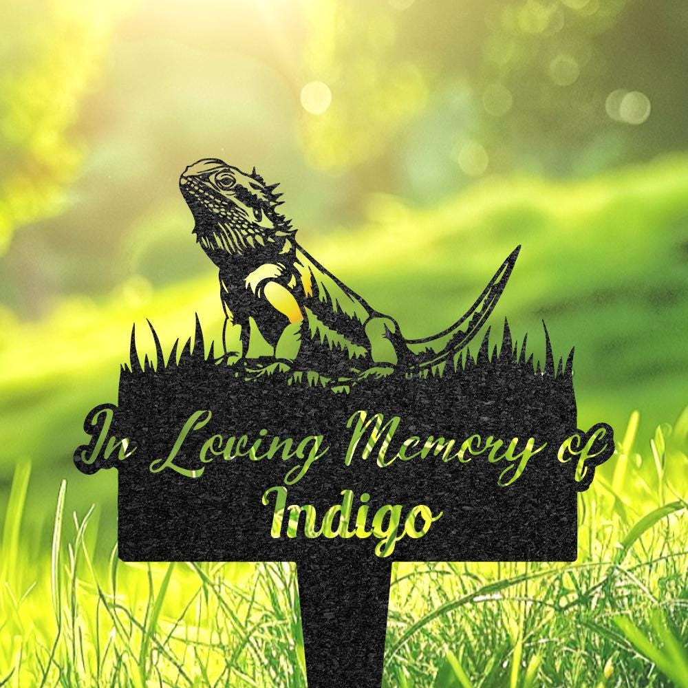 Bearded Dragon Memorial Burial Stake Custom Bearded Dragon Metal Stake Pet Grave Marker Memorial Garden Decor Pet Loss Gift Yard Sign