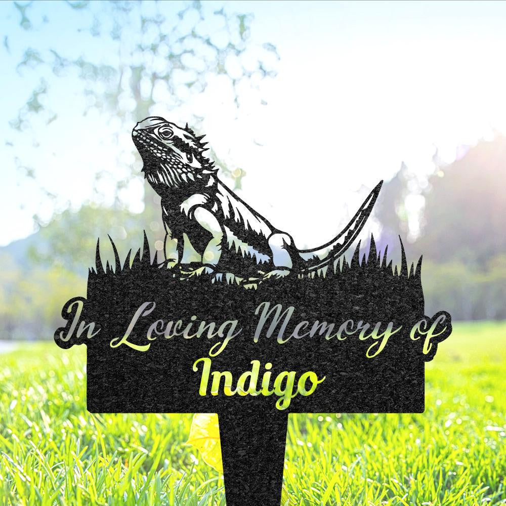 Bearded Dragon Memorial Burial Stake Custom Bearded Dragon Metal Stake Pet Grave Marker Memorial Garden Decor Pet Loss Gift Yard Sign