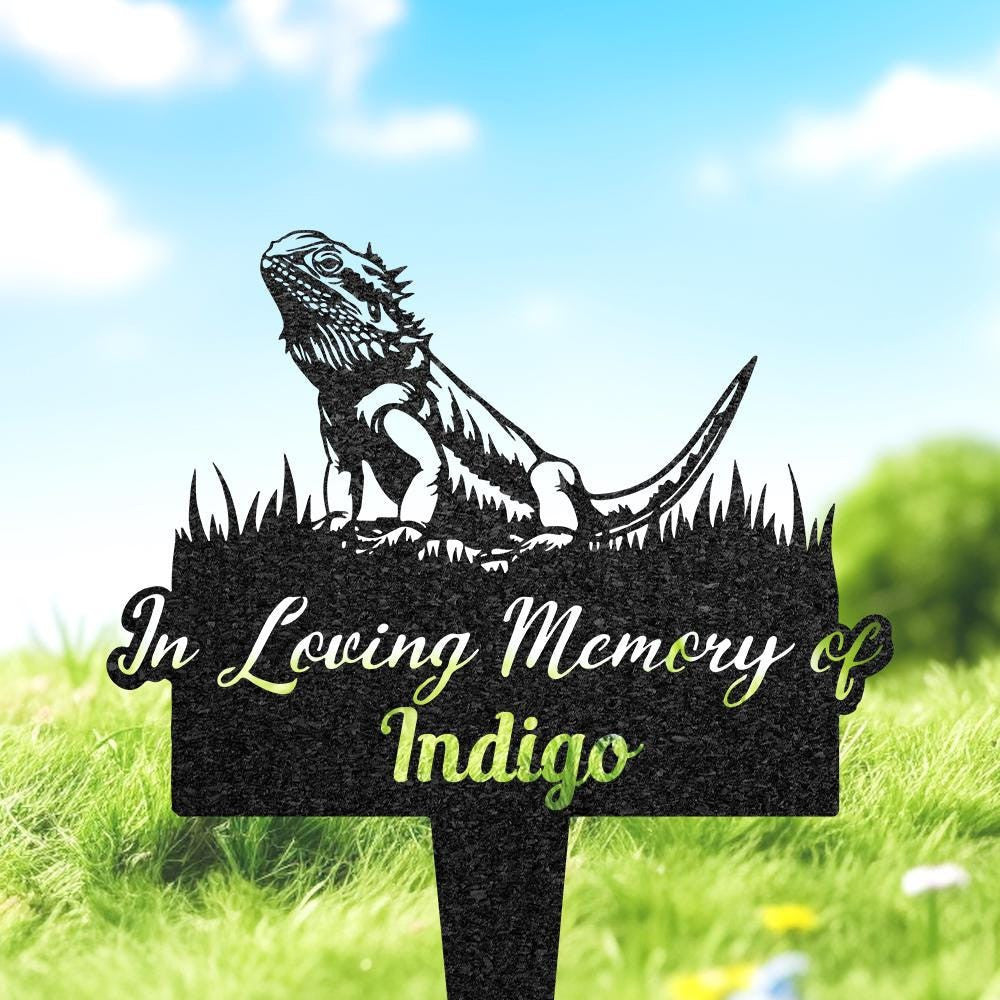 Bearded Dragon Memorial Burial Stake Custom Bearded Dragon Metal Stake Pet Grave Marker Memorial Garden Decor Pet Loss Gift Yard Sign