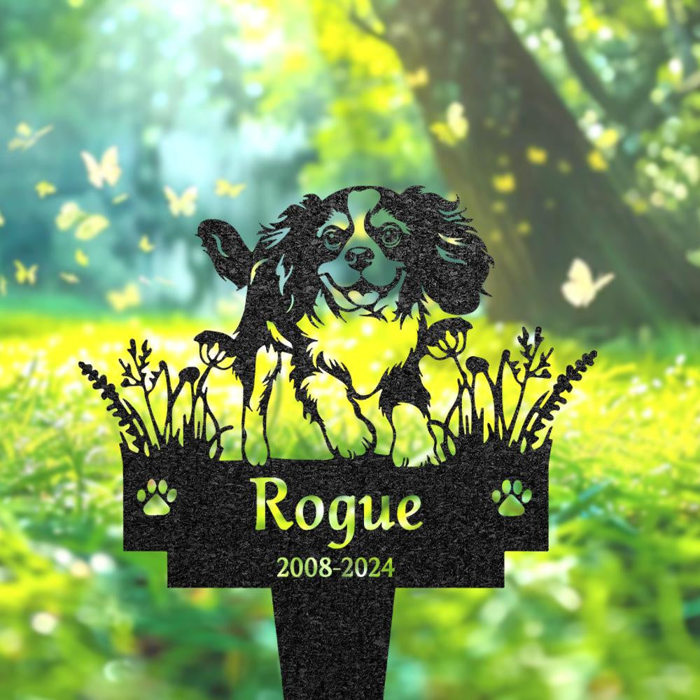 Custom Cavalier King Charles Spaniel Memorial Burial Stake Metal Dog Garden Sign Pet Loss Gift Outdoor Yard Decoration Pet Grave Marker