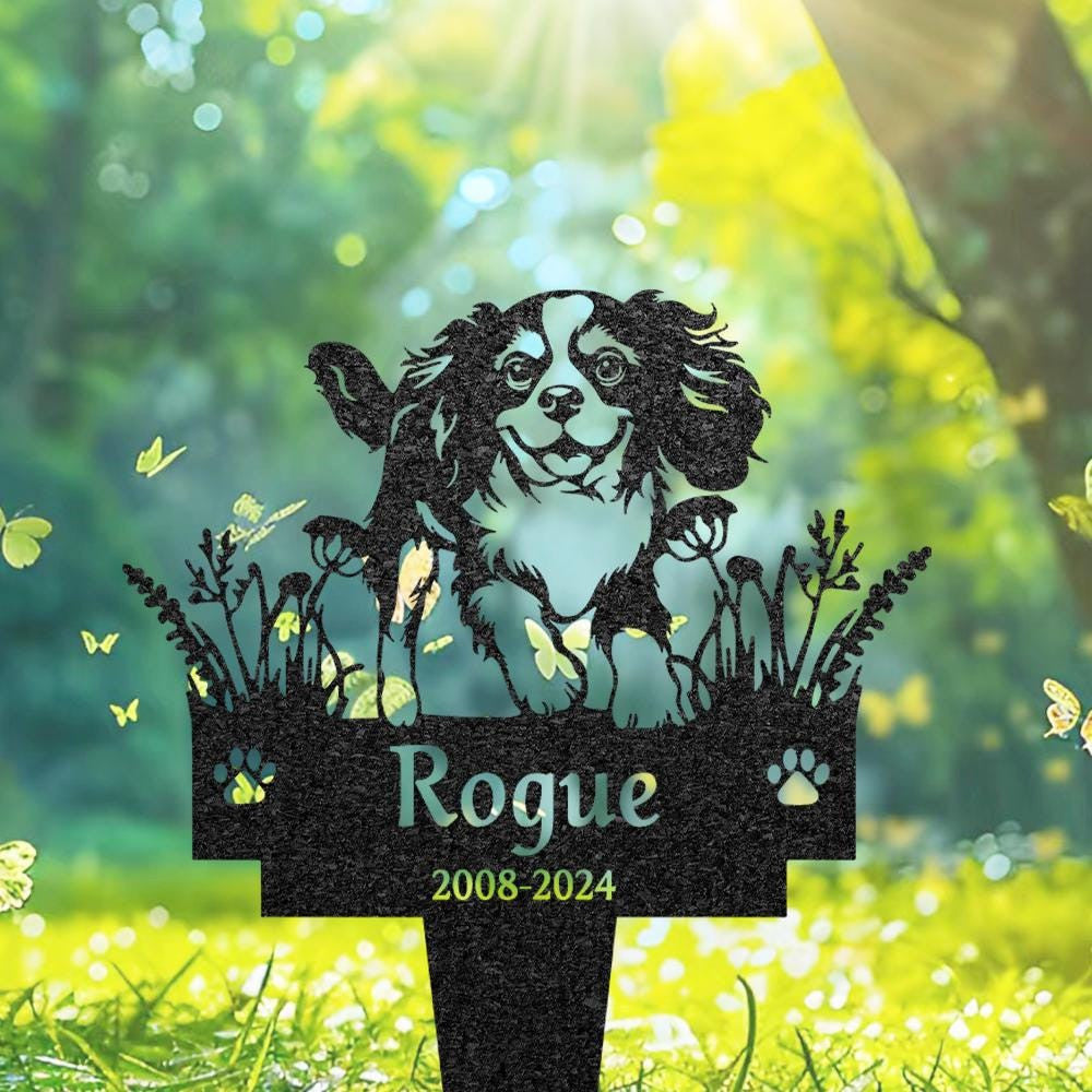 Custom Cavalier King Charles Spaniel Memorial Burial Stake Metal Dog Garden Sign Pet Loss Gift Outdoor Yard Decoration Pet Grave Marker