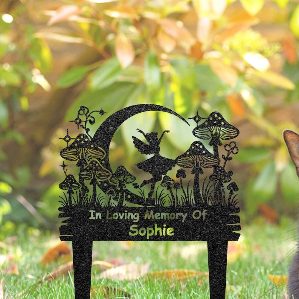 Personalized Fairy Memorial Stake Custom Fairy Grave Marker Metal Mushroom Yard Sign Plaque Outdoor Garden Decor Gift For Her Home Gift