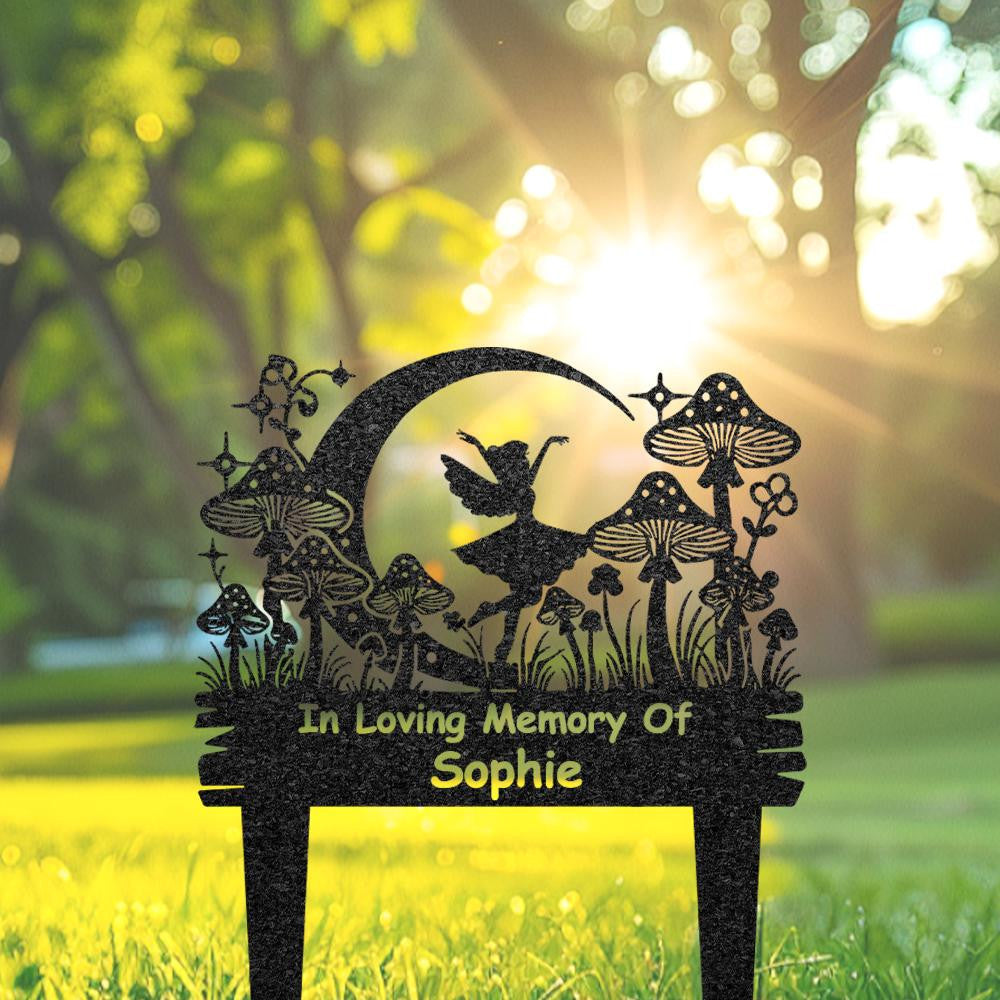 Personalized Fairy Memorial Stake Custom Fairy Grave Marker Metal Mushroom Yard Sign Plaque Outdoor Garden Decor Gift For Her Home Gift