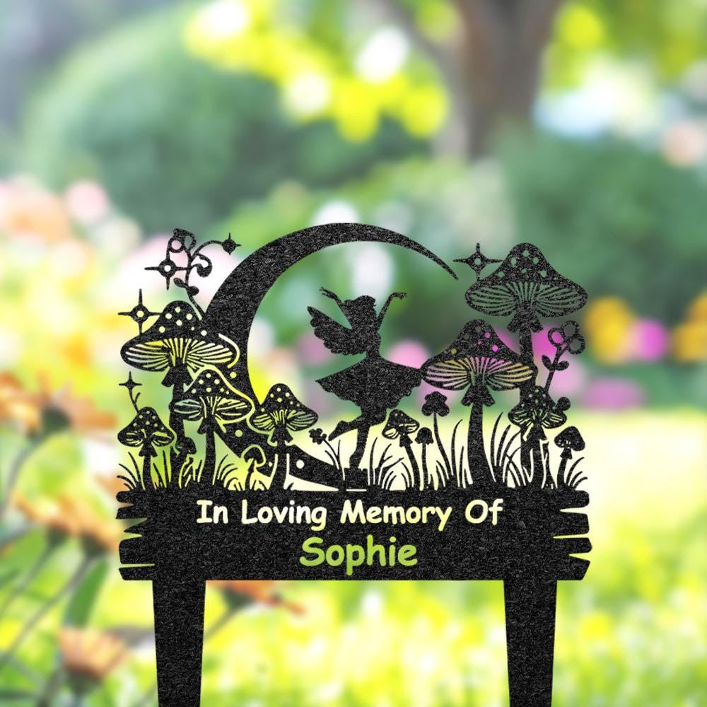 Personalized Fairy Memorial Stake Custom Fairy Grave Marker Metal Mushroom Yard Sign Plaque Outdoor Garden Decor Gift For Her Home Gift