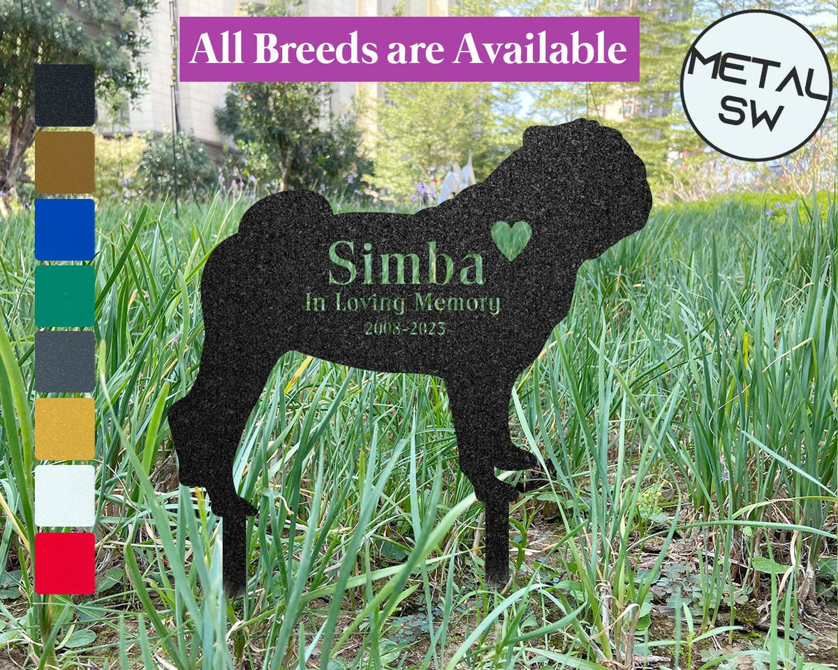 Metal Pug Grave Marker Bouledogue Pug Yardlawn Decor Pug Memorial Gift Pug Memorial Name Plaque Keepsake Hapag Loss Garden Stake Dog Decor