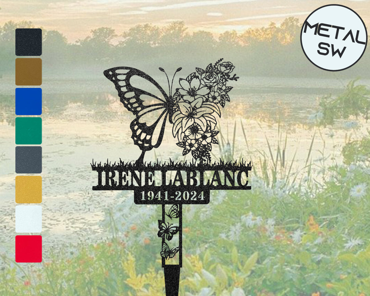 Custom Memorial Plaque Butterfly Stake Personalized Butterfly Metal Stake Sympathy Gift Grave Marker In Loving Memory Of Momgrandma