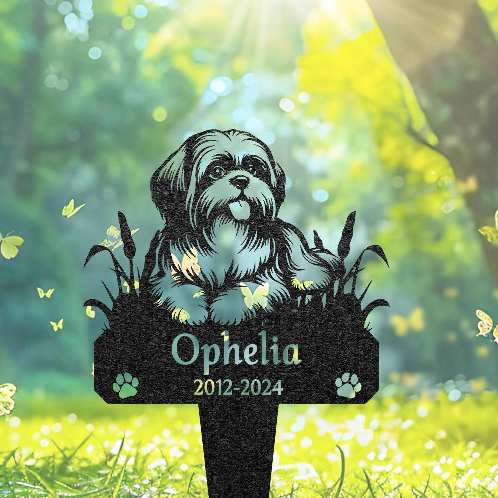 Custom Shih Tzu Memorial Burial Stake Metal Garden Sign With Dog Name Pet Loss Gift Yard Decor Pet Grave Marker Shih Tzu Lover Gift