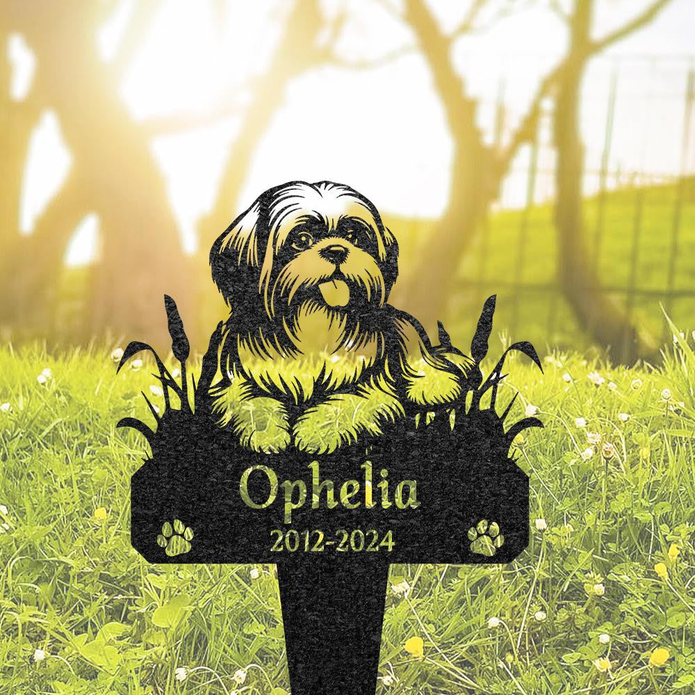 Custom Shih Tzu Memorial Burial Stake Metal Garden Sign With Dog Name Pet Loss Gift Yard Decor Pet Grave Marker Shih Tzu Lover Gift