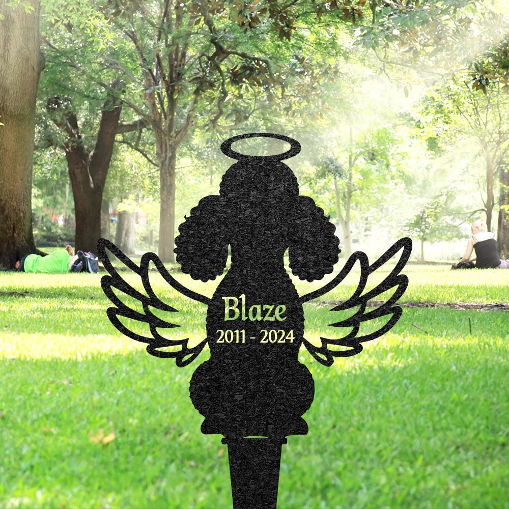 Personalized Poodles Memorial Plaques For Outdoor Custom Dog Metal Sign Yard Art Decor Pet Grave Marker With Angel Wings Pet Loss Gift