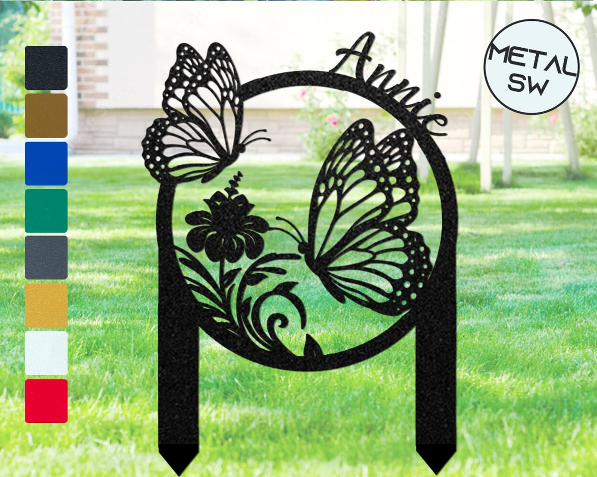 Custom Gardener Name Sign Stake For Gardenlawnyard Butterfly With Hibiscus Garden Sign Outdoor Garden Decor Garden Gift For Mother's Day