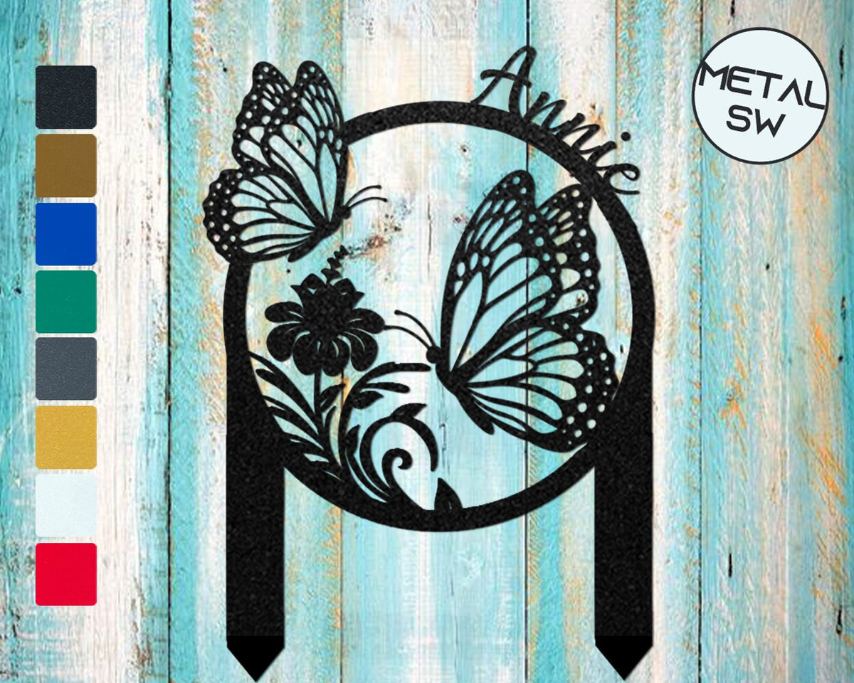 Custom Gardener Name Sign Stake For Gardenlawnyard Butterfly With Hibiscus Garden Sign Outdoor Garden Decor Garden Gift For Mother's Day