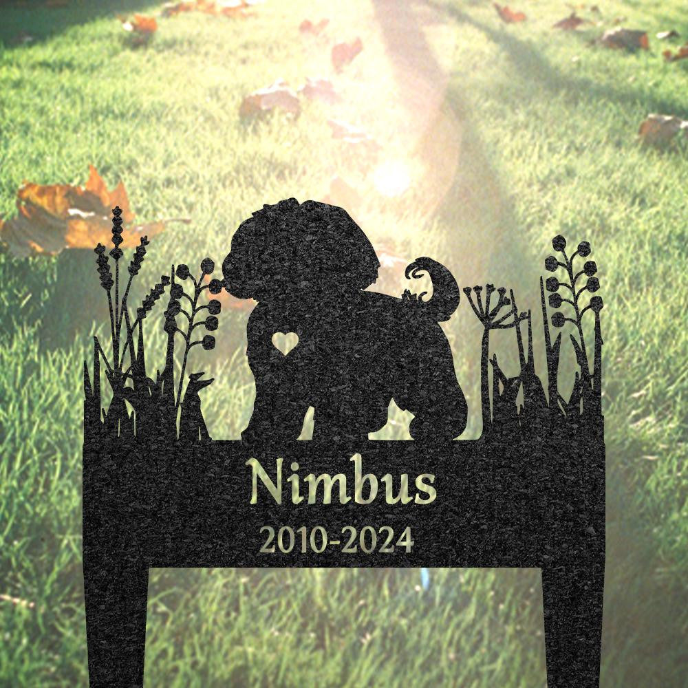 Custom Shih Tzu Memorial Grave Marker Pet Plaque Burial Stake Personalized Engraved Dog Name Keepsake Metal Garden Sign Pet Loss Gift