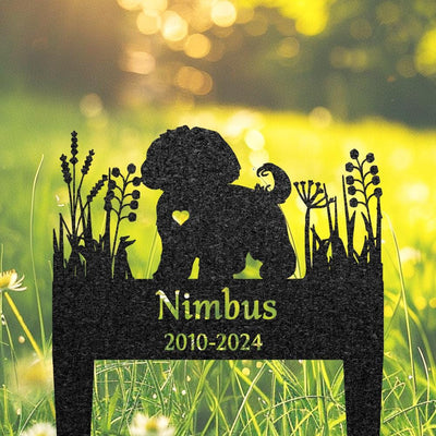 Custom Shih Tzu Memorial Grave Marker Pet Plaque Burial Stake Personalized Engraved Dog Name Keepsake Metal Garden Sign Pet Loss Gift