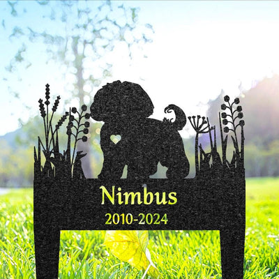 Custom Shih Tzu Memorial Grave Marker Pet Plaque Burial Stake Personalized Engraved Dog Name Keepsake Metal Garden Sign Pet Loss Gift