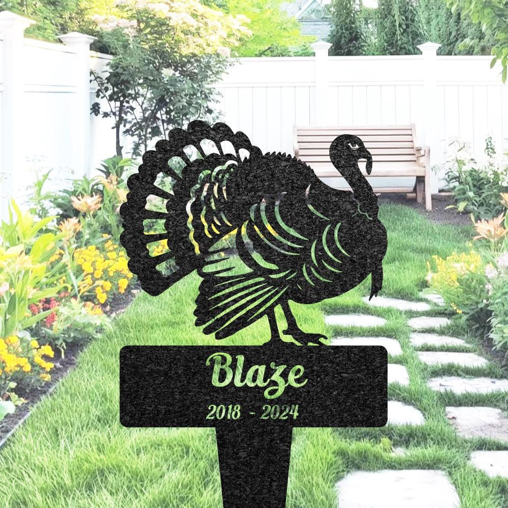 Custom Wild Turkey Memorial Plaque Personalized Pet Grave Marker Remembrance Stake Pet Loss Gift Pet Burial Stake Yard Sign