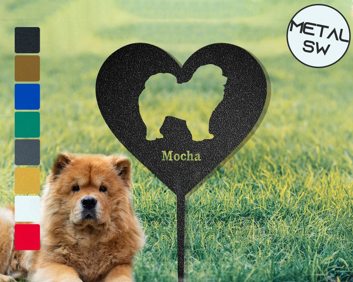 Chow-Chow Dog Garden Stake Chow-Chow Memorial Plaque Gift Personalized Dog Silhouette Sign Grave Marker Memorial Frame