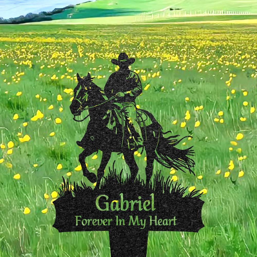 Custom Cowboy Metal Art Sign Personalized Western Cowboy Grave Marker Ranch Decor Gift For Dad Equestrian Gift Cowboy Memorial