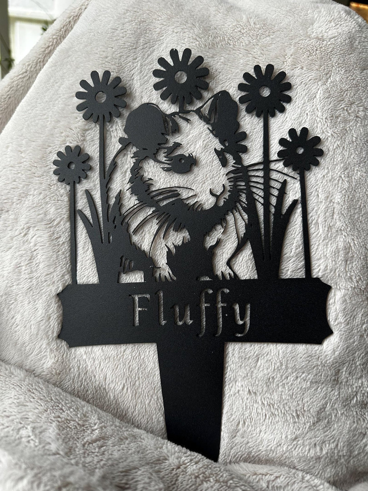 Personalized Hamster Memorial Stake Hamster Grave Marker With Flowers Custom Pet Cemetery Metal Stake Pet Garden Decor Loss Of Pet