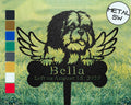 Outdoor Waterproof Shih Tzu Memorial Gardenstake Pet Dog With Angel Wings Sign Metal Shih Tzu Grave Marker Pet Memorial Garden Stakes