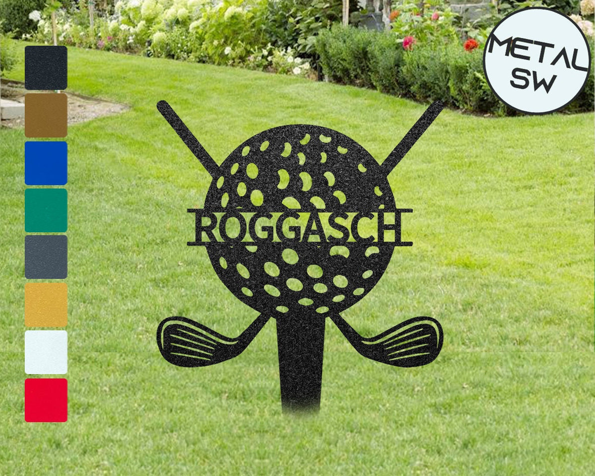 Custom Metal Golf Memorial Stakes Personalized Golf Silhouette Name Sign Golf Club Sign Golf Lover Gift Garden Golf Ball Sign Man Cave