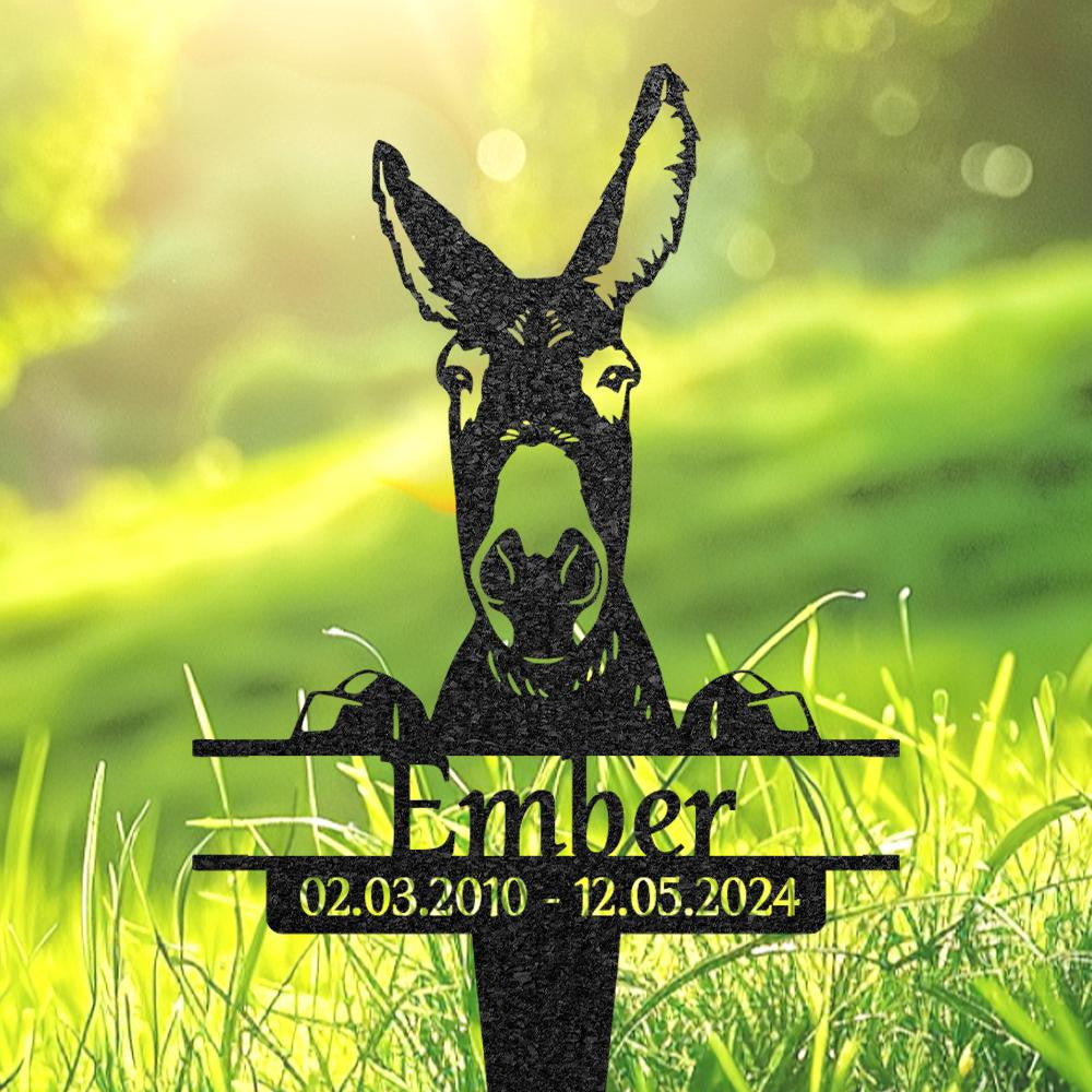 Donkey Memorial Burial Stake Custom Donkey Metal Stake Pet Grave Marker Memorial Garden Decor Pet Loss Gift Yard Sign Sympathy Sign